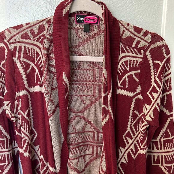 Say What? Burgundy Patterned Sweater - Picture 5 of 5